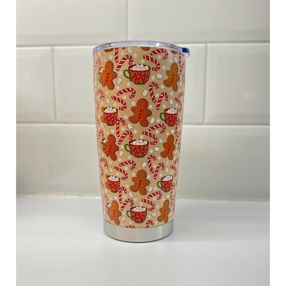 Gingerbread Candy Cane Hot Cocoa Tumbler 20 ounce